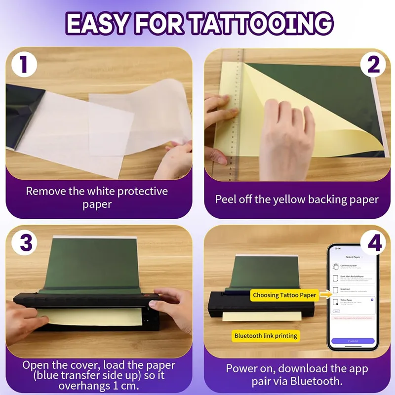 Picture 6: Portable Tattoo Printer Bluetooth Tattoo Stencil Printer HD Document A4 Thermal Printer Compatible with Android iPhone PC