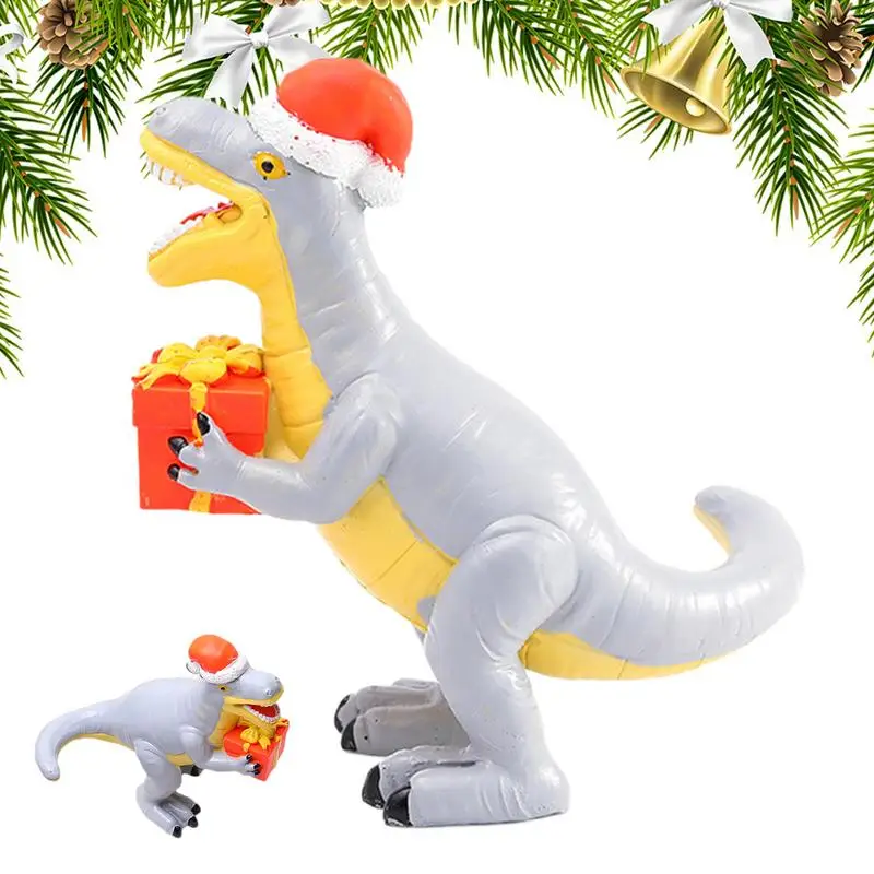 

Christmas 3D resin dinosaur ornaments animal statue decorations hug box design sculpture suitable for Christmas theme home