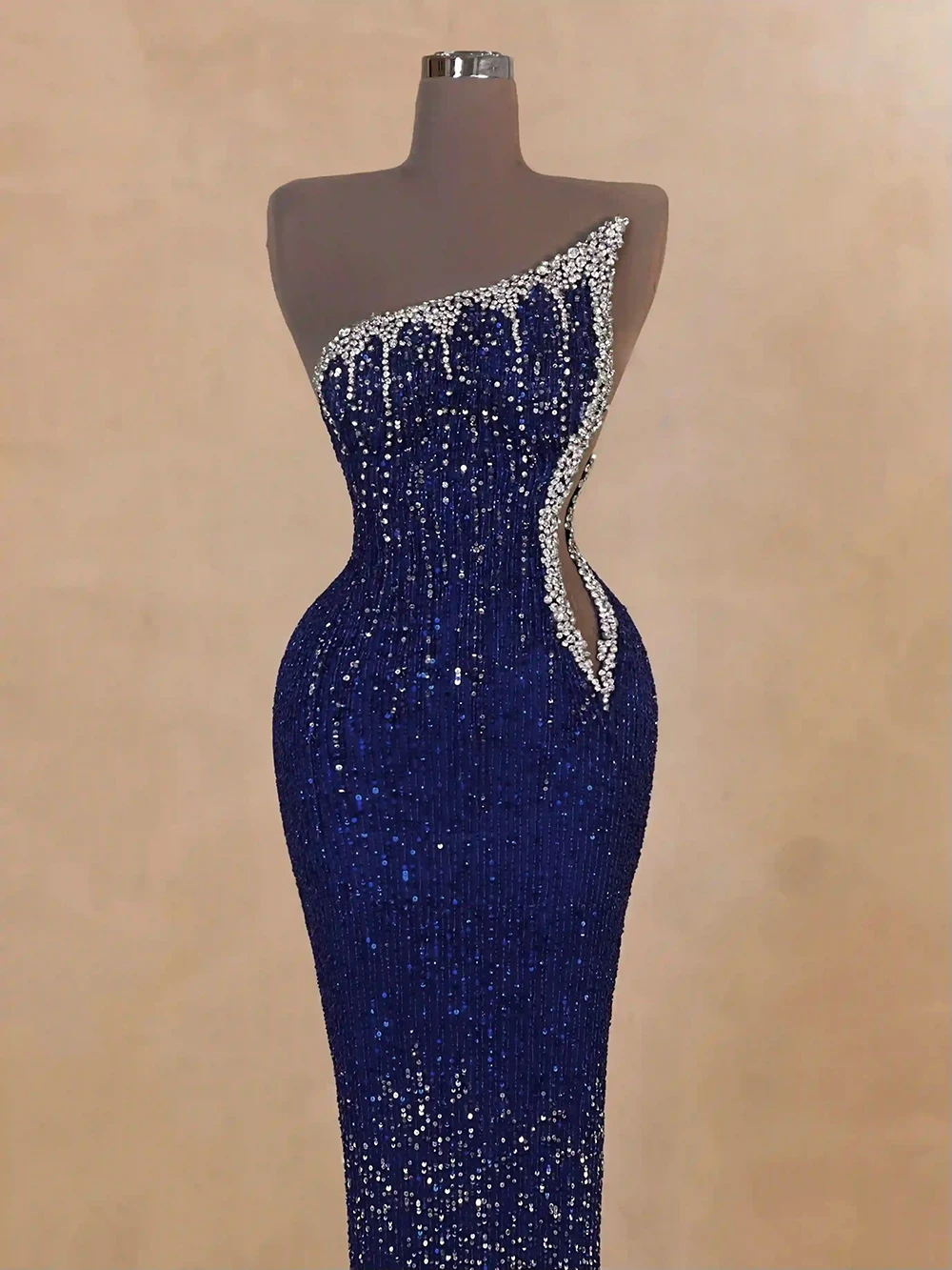 Robe de bal sirène de luxe pour femmes africaines, personnalisée, sans bretelles, col perlé, Robe de soirée de réception, Robe de célébrité