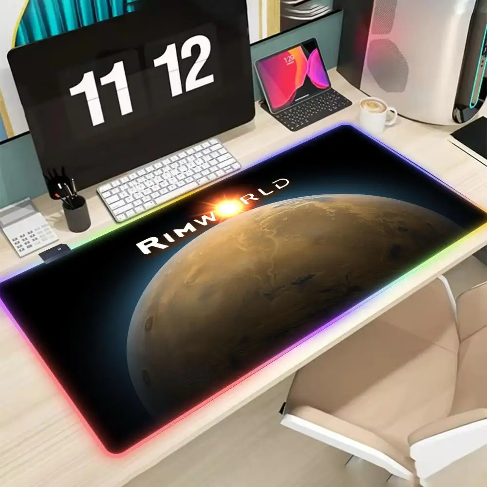 

RimWorld Large Gaming RGB Mouse Pad Computer LED Mousepad PC Gamer Laptop Mouse Mat Office Mausepad XXL Carpet Keyboard Desk Pad