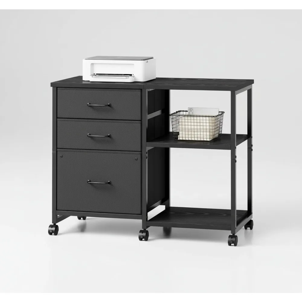

Шкаф для документов на колесиках с 3 ящиками, подставка для мобильного принтера для хранения в домашнем офисе
