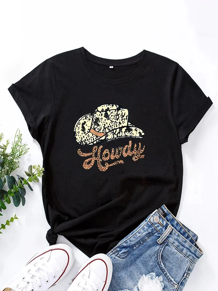 Zomer Mode Korte Mouwen T-Shirt T-Shirt T-Shirt Met Print O-hals Casual T-Shirt Dameskleding Western Howdy Vrouwen T-Shirt