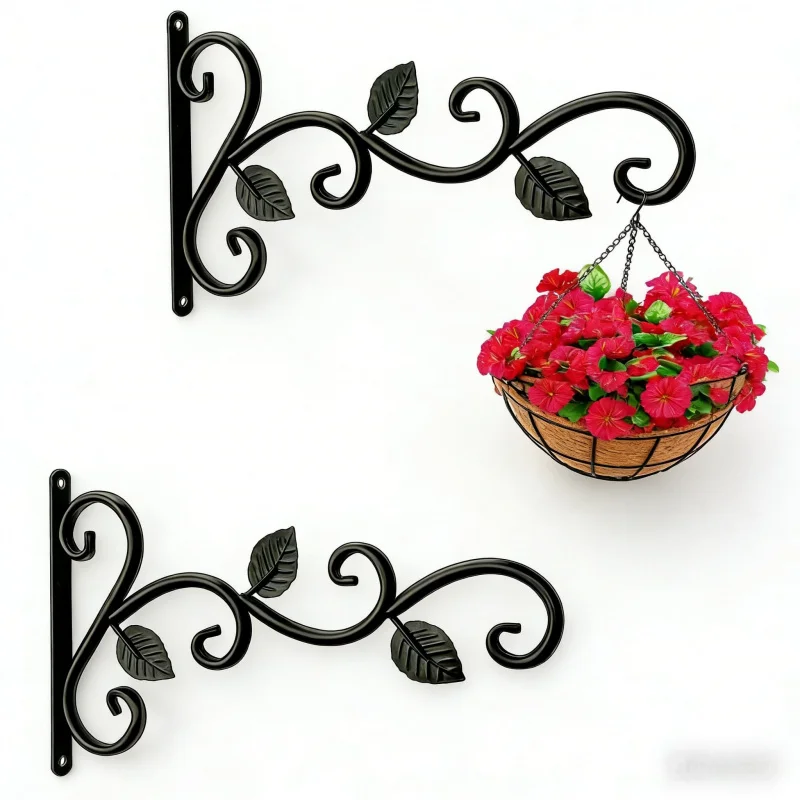 

Настенная подвесная подставка для растений из кованого железа для дома и улицы, 2-4 шт., в ретро-стиле, с металлическими крючками, для цветочных горшков и корзин