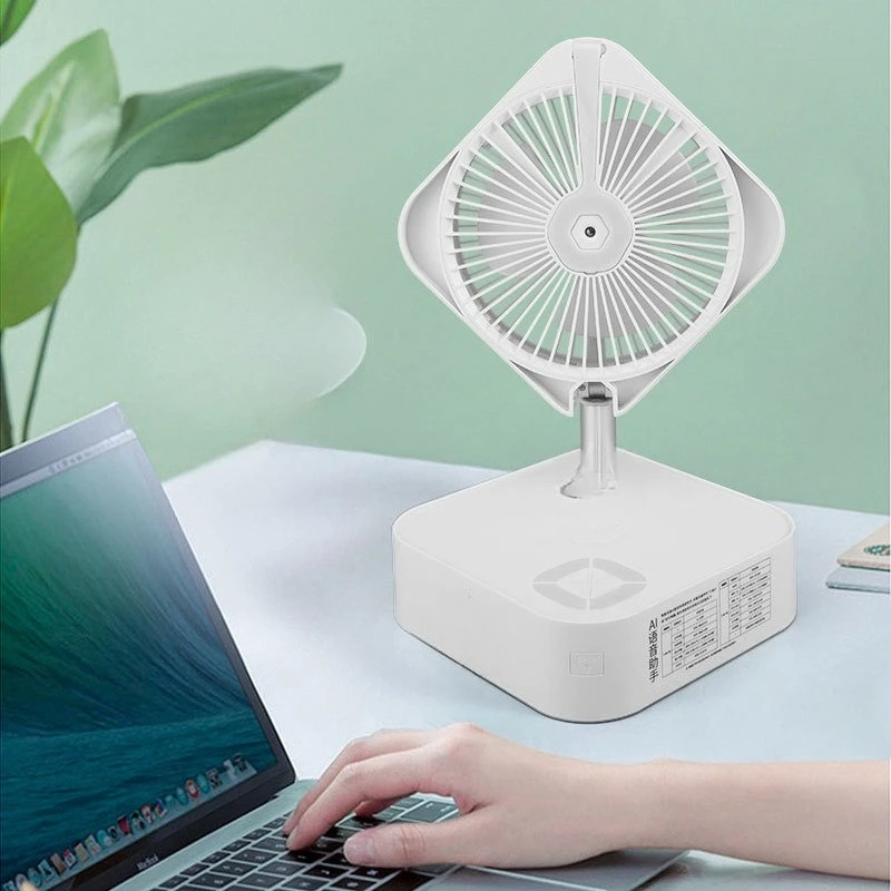 

Home desktop humidification, wireless folding telescopic fan, outdoor water-cooled spray intelligence, voice control fan