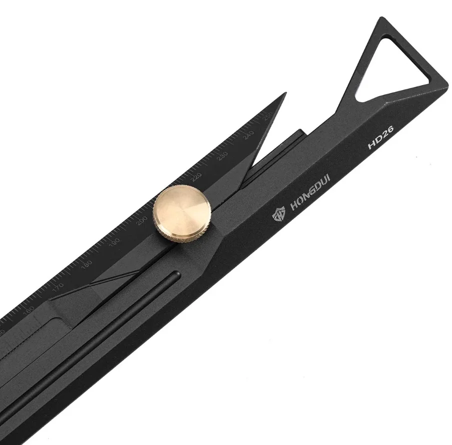 HONGDUI HD26 260mm Dual-purpose Ruler Aluminum Alloy Scriber Measuring Gauge