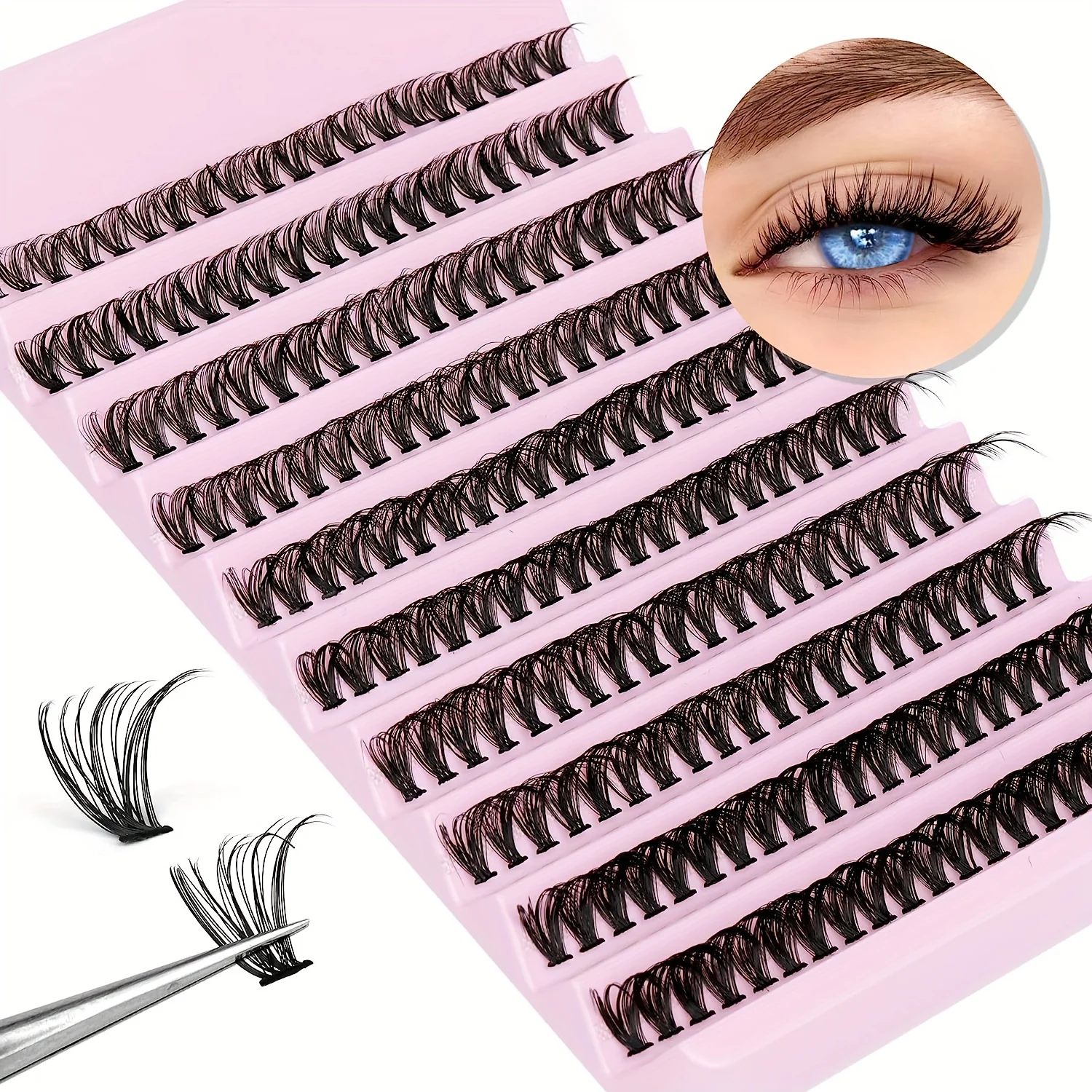 Eyelash Cluster 200 PCs DIY Individual Eyelashes Natural Look Wispy Eyelashes 9-16MM 40D Curly Hair Individual Cluster Eyelashes