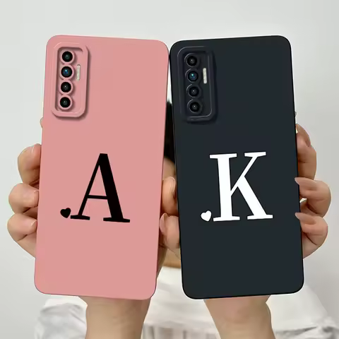 For Tecno Camon 17P 6GB 128GB Case 6.8 Inch Cute Initial Letters Soft Liquid Silicone Shockproof Funda For Tecno Camon 17P Cover