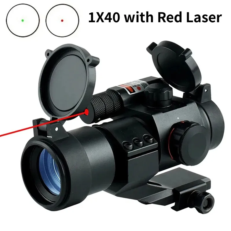 Red/Green Dot Sight with Laser Tactical Optics Riflescope Adjustable Brightness Outdoor Sport Hunting Airsoft Sight Scope