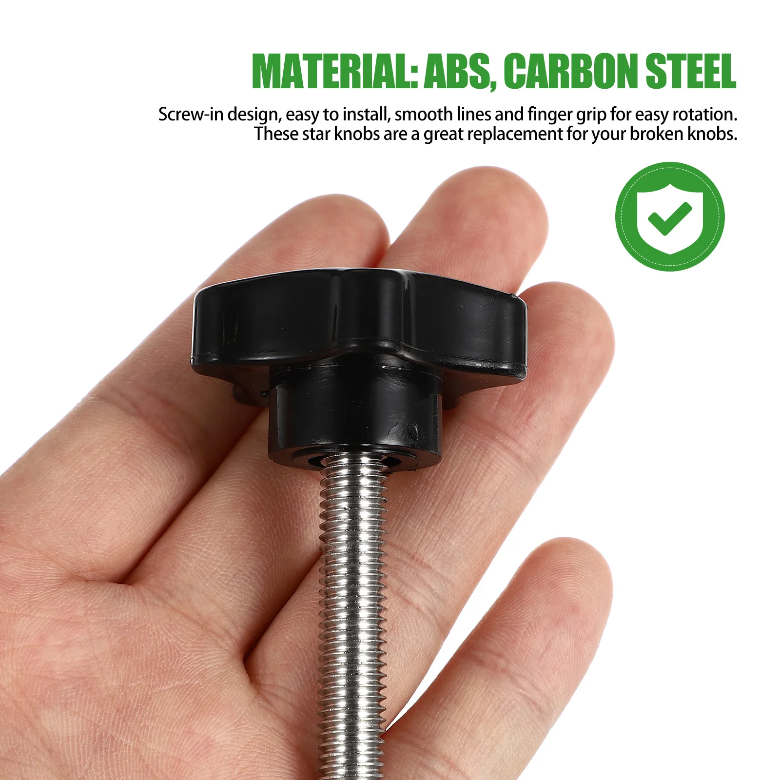 

2pcs Star Knob Screws Clamping Thread Head Nuts H Metal Smooth ABS Stainless Steel Woodworking Jigs Fixtures