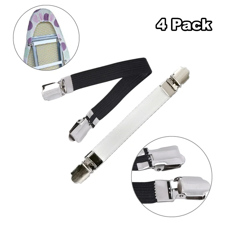 4pcs Adjustable Bed Sheet Fasteners Straps Elastic Mattress Cover Corner Holder Clip Grippers Suspender Cord Hook Loop Clasps