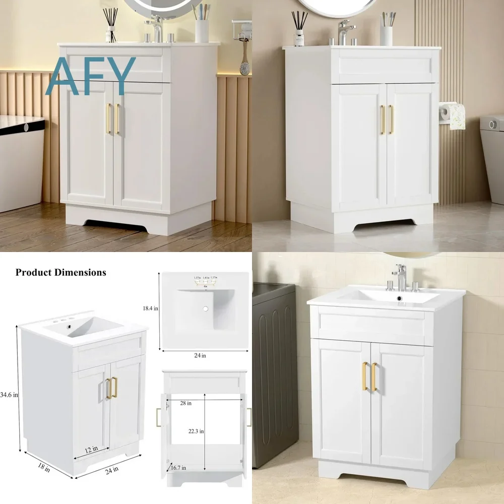 Premium Bathroom Vanity Cabinet with Ceramic Sink for Modern Home Decor 2025 New Arrival Wooden Floating Vanity Unit for