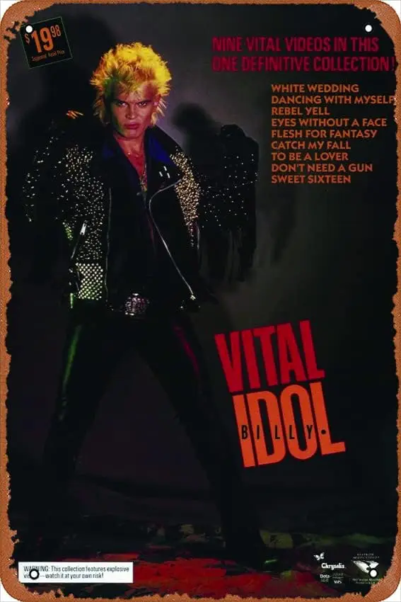 Ysirseu Billy Idol: Vital Movie (1987) Poster Retro Metal Sign Vintage TIN Sign for Plaque Cafe Bar Home Wall Decor Art Sign Gif