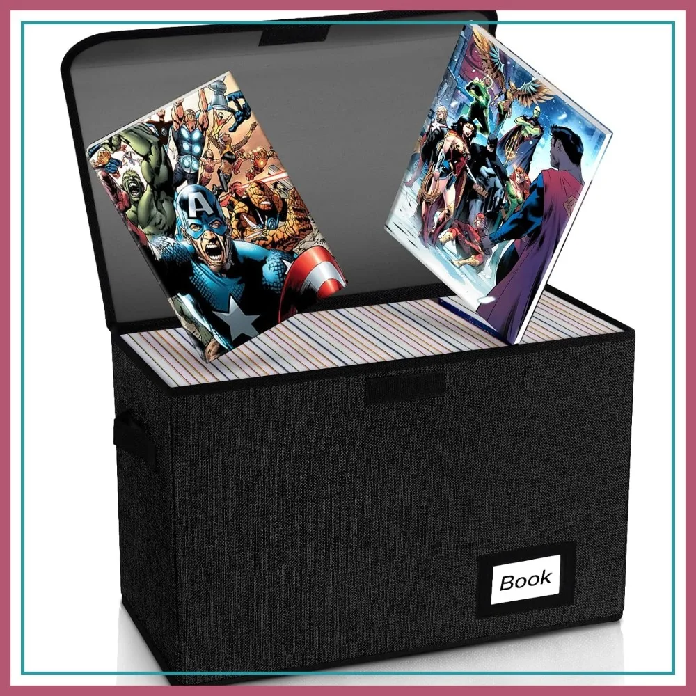 

Comic Book Storage Box 15.8"x7.8"x11.8" Collapsible Holds 160-180 Comics Heavy Duty Bin Organizer Shelf Black