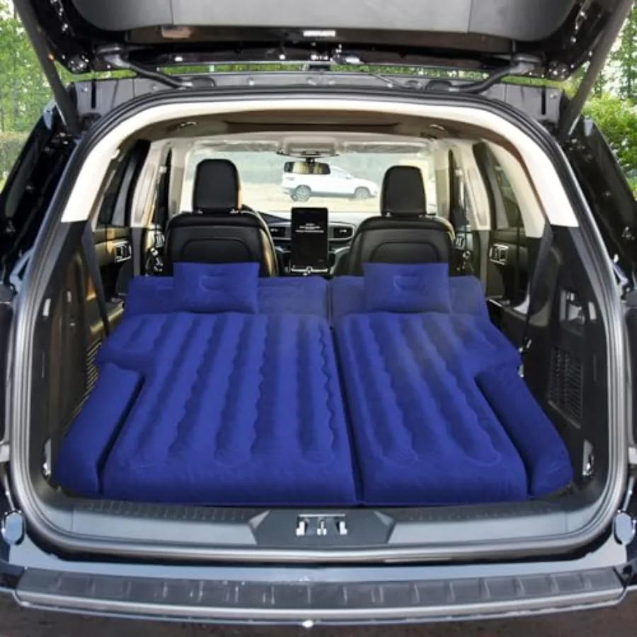 

Camping Air Mattress: Inflatable Car Bed for Back Sleeping with Air Pump, Flocking Surface, Heavy-Duty 210T Bottom, Includes Pi
