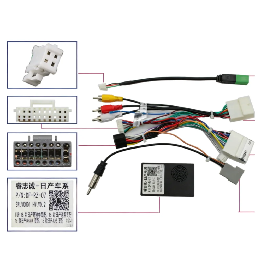 For Nissan 2016 Rogue For Qashqai Navara (Turkish Version) CAN Bus Decoder Box with Power Adapter & Wiring Harness