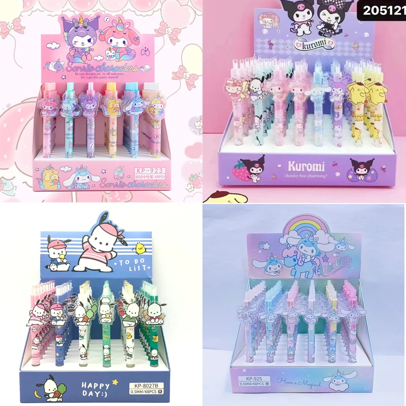 

Sanrio Gel Pen 48pcs Boxed Cartoon Cinnamoroll Pochacco Cute Student Write Press Patch Pens 0.5 Writing Smooth Children Gift