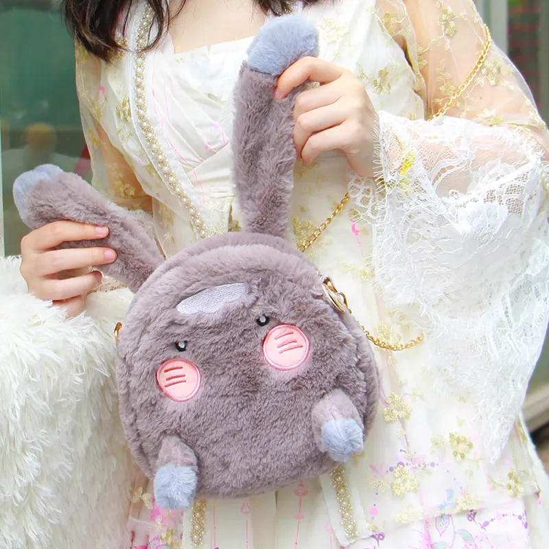 Anime Mo Dao Zu Shi Wei WuXian Lan WangJi Kawaii Rabbit Cosplay Lolita Girls Itbag Plush Backpack MDZS Cute Face Decor Gift Bag