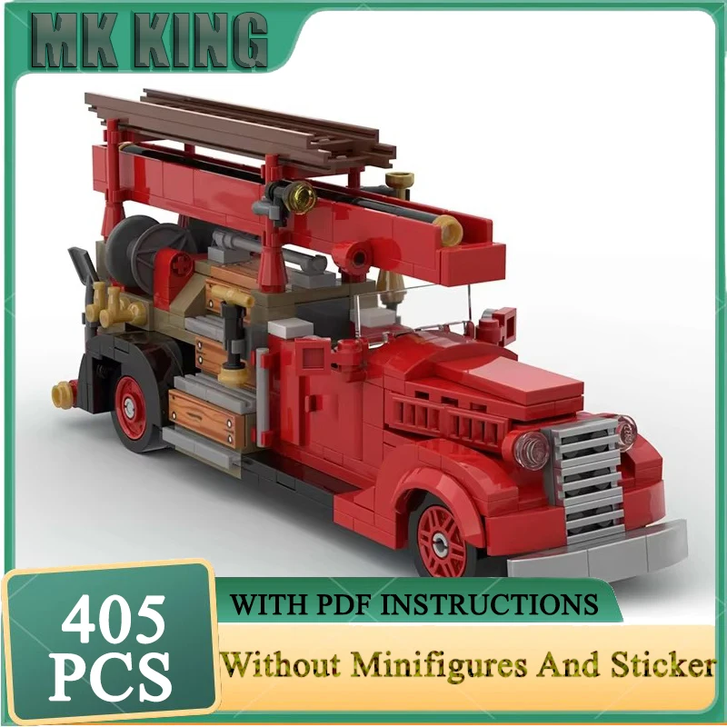 City Cars Model Moc Building Block V8-85 Fire Truck Model Technology Brick DIY Assembly Honest Car Toy For Holiday Gifts