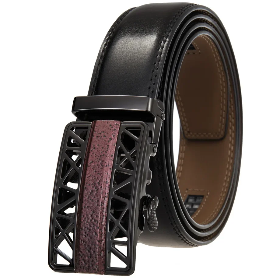 Famous Brand Belts for Men Fashion Black Brown Man Belts Automatic Buckle Genuine Leather Luxury Jeans Straps Waistband B1008