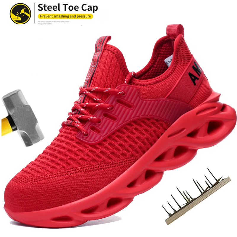 Botas de trabajo de seguridad para hombre, zapatos industriales con punta de acero, zapatillas transpirables para exteriores, calzado de trabajo de construcción resistente al desgaste antigolpes