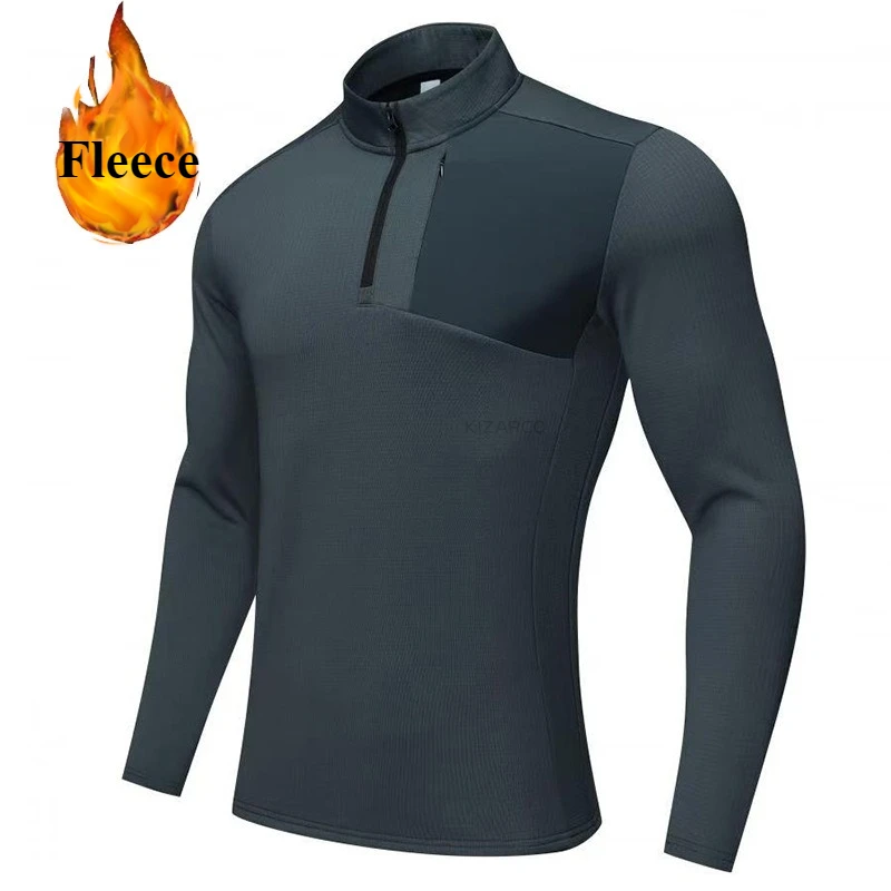 

Mens Sport Long Sleeve Running T-Shirts Slim Fit Breathable Quick Dry Knitted Elastic Gym Bodybuilding Fitness Fleece Shirts