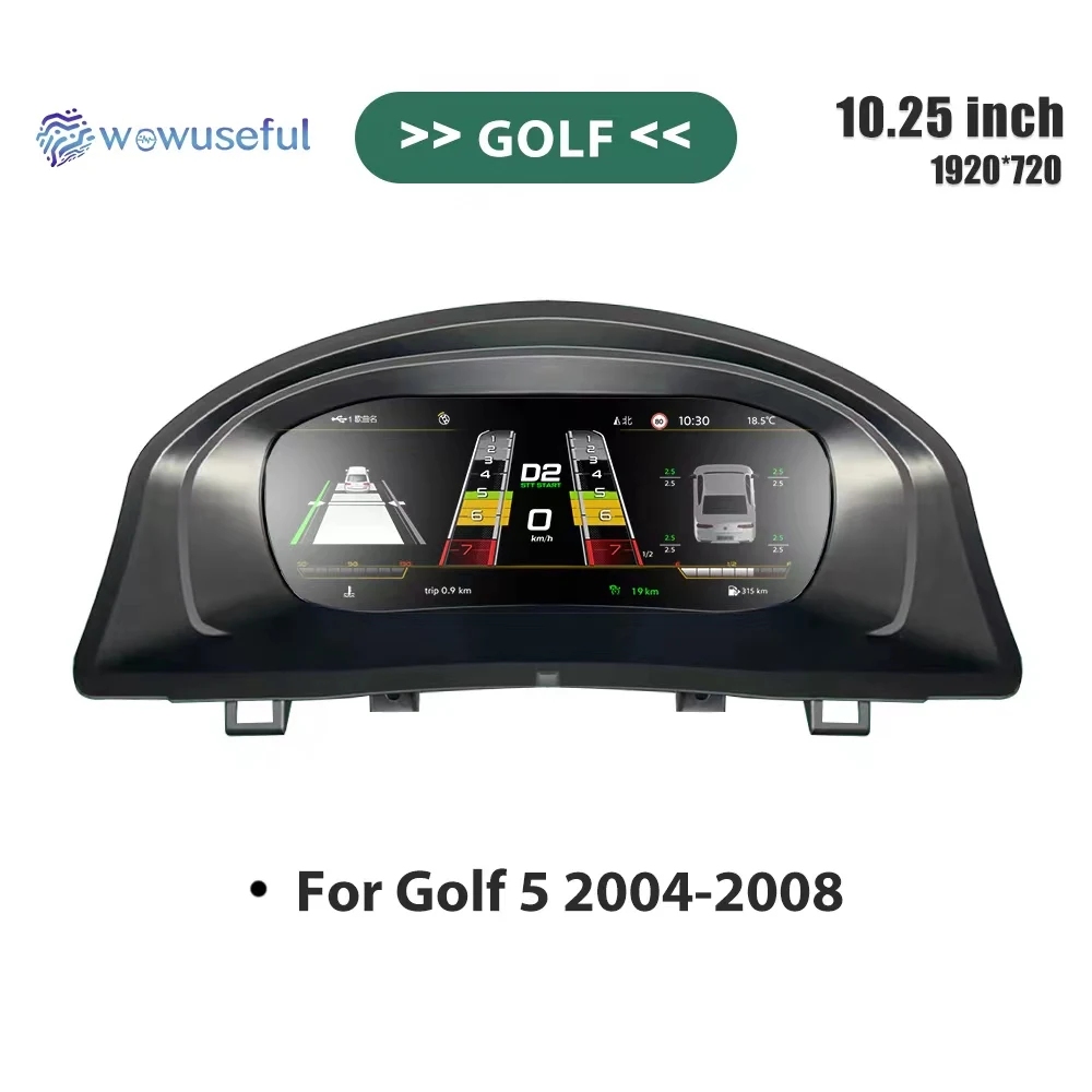 PrelingCar 10.25 Digitale Dashboard Cluster Voor VW Variant Caddy Touran T6 EOS Sharan Golf 5 Virtuele Instrumentenpaneel Cockpit