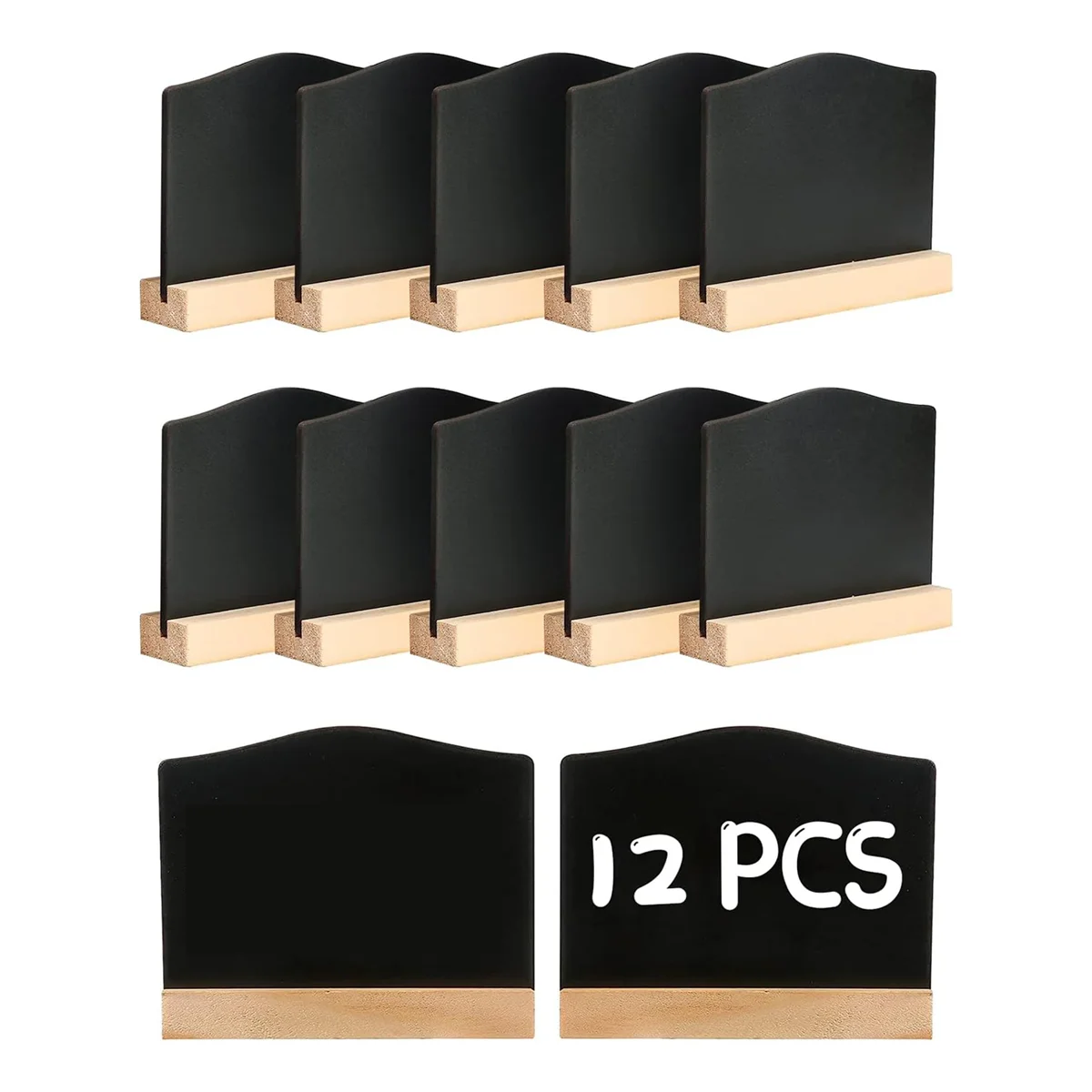 

12Pack Mini Chalkboard Signs, Kitchen Notes Chalk Boards with Stands 10X7.2cm Small Blackboard Message Tabletop Board