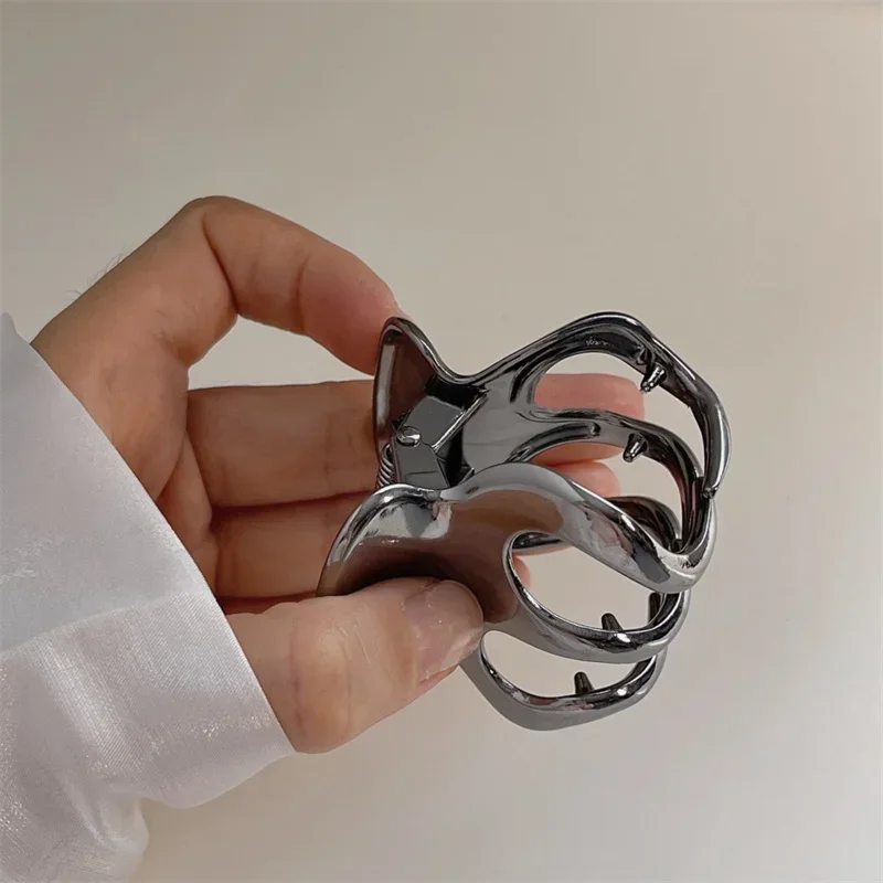 دبوس شعر معدني على شكل يقطين أنثى ذيل حصان عالي قطعة أثرية ثابتة مشبك انتزاع الجزء الخلفي من الرأس مضاد للانهيار مشبك مخلب القرش دبوس شعر #5