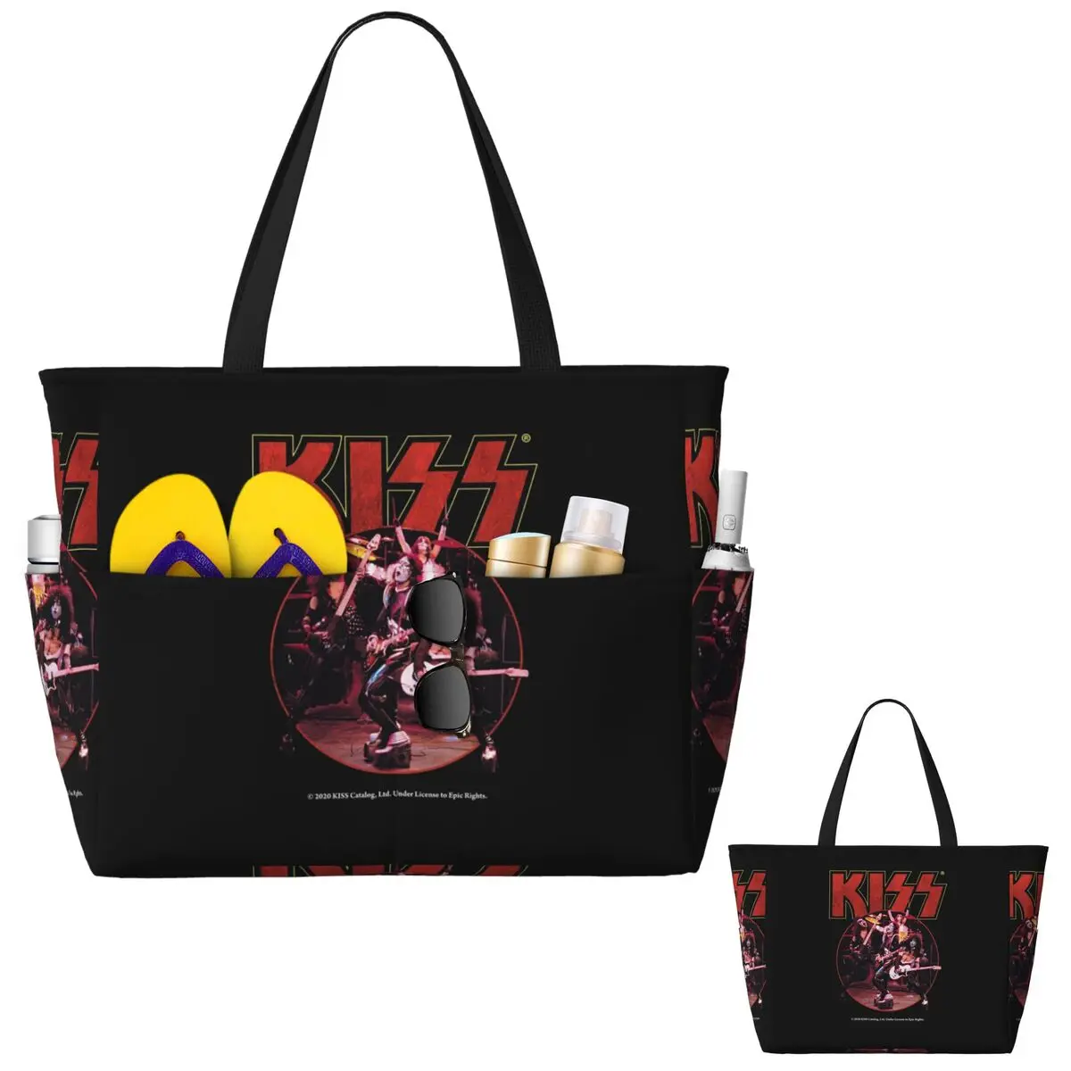 

Kiss Band Beach Tote Bag Sport Gym Yoga Duffle Large Tote Bag Women Travel Bag Fitness bag