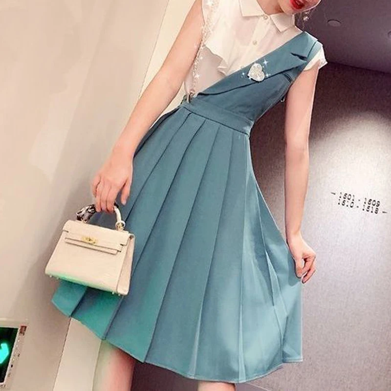 two piece sets womens outifits Suit women's summer 2024 irregular design shirt strap skirt light cooked two-piece suit