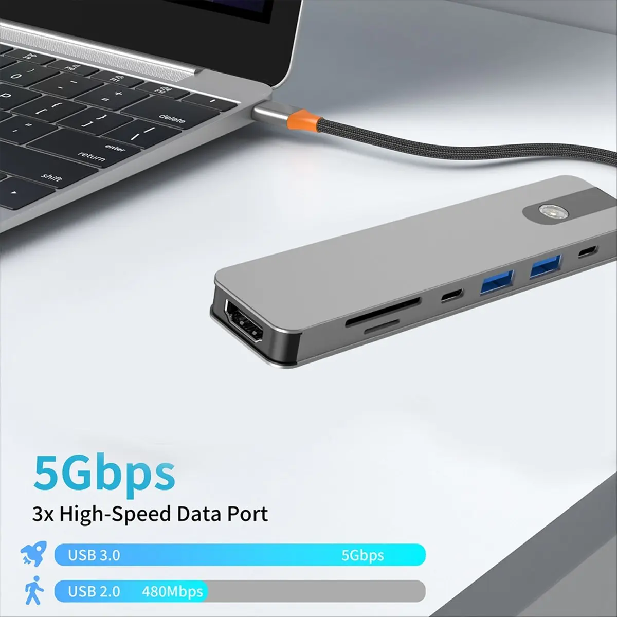 【Like】  7-in-1 USB-C Hub Type-C Splitter 4K Docking Station HDMI-Compatible USB3.0 PD SD/TF for Laptop Macbook IPad