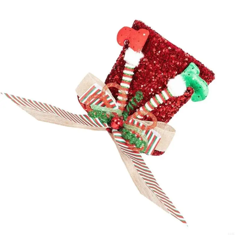 634C 크리스마스 트리 토퍼 모자 탁상 장식품 계절 휴가 장식