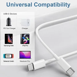 Type USB C to C Fast Charging Cable 1M/3FT 2M/6FT and 3M/10FT for Android Smart Phone IPhone 15 16 and Tablet PC