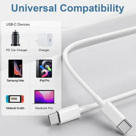 Tipo Cavo di ricarica rapida da USB C a C 1M/3FT 2M/6FT e 3M/10FT per smartphone Android IPhone 15 16 e Tablet PC