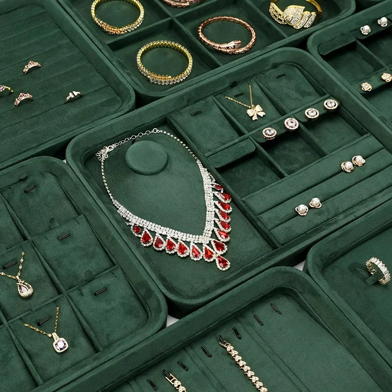 Jewelry display with cloth cover, jewelry tray, stationery, viewing goods, necklace, bracelet, ring plate