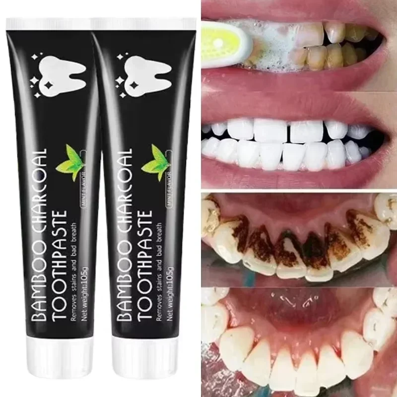 Bamboo Charcoal Whitening Toothpaste for Oral Care Strong Cleaning Stain Removal Bad Breath Adsorption Yellow Teeth Removal