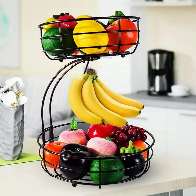 

2 Tier snack storage fruit tray, water fruit basket, restaurant metal basket, fruit storage basket