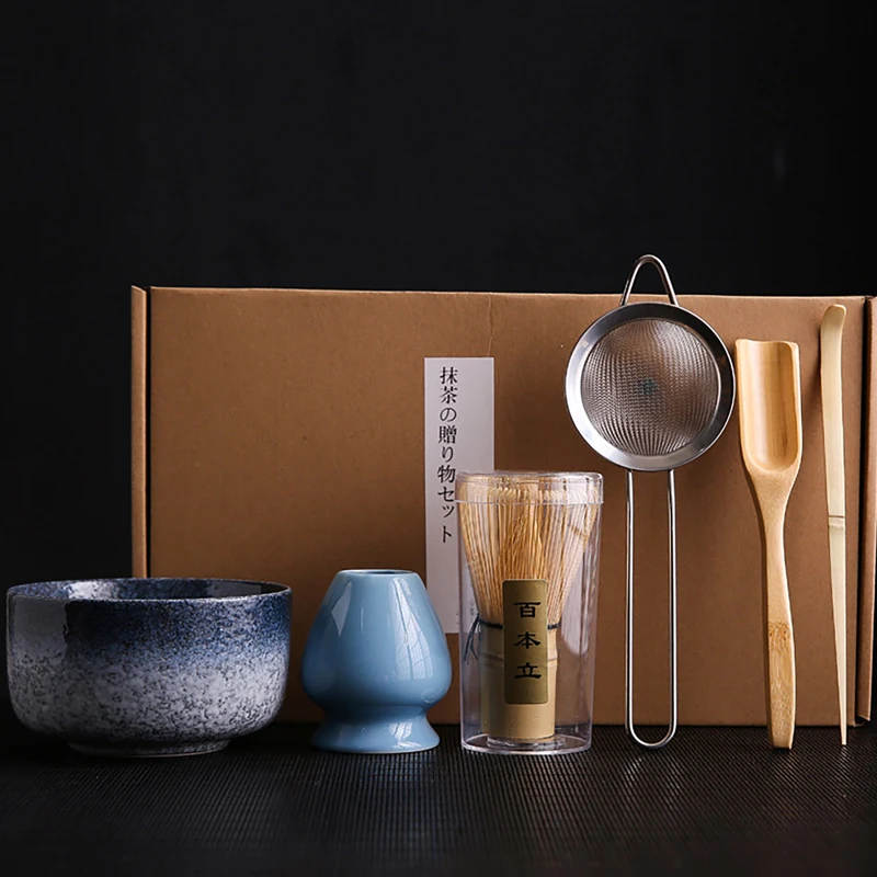 

4Pcs/6Pcs Japanese Matcha Blender Set with Bamboo Whisk Matcha Brush Teaspoon Kiln for Beverage Shop DIY Tea-Making Tools