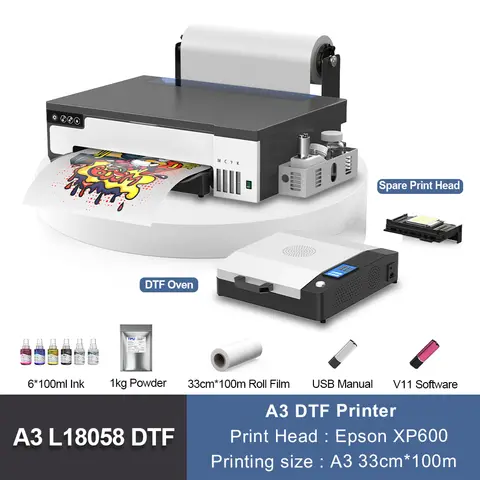 A3 DTF 프린터 Epson XP600 헤드 의류 티셔츠 용 DTF 오븐 셰이커가있는 필름 impresora DTF에 직접 연결 13 인치 DTF 프린터 기계