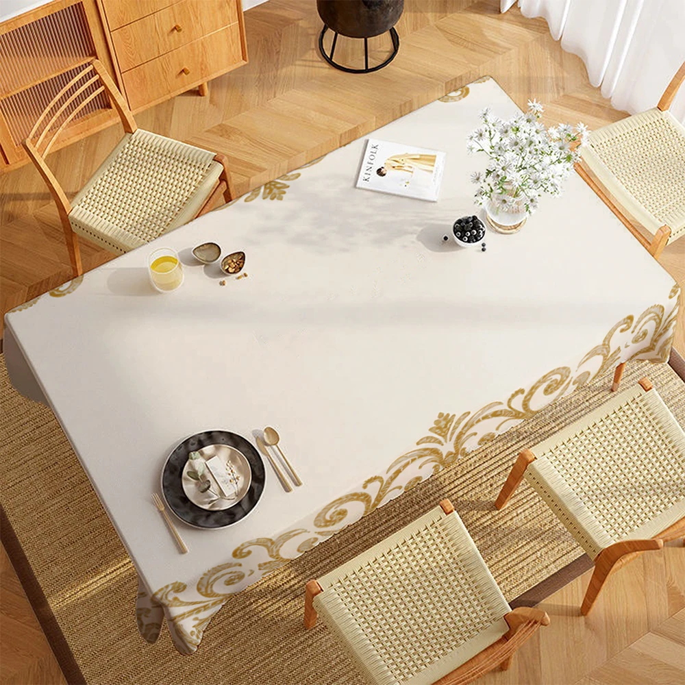 Daisy Flower 2D Flat Printed Polyester Tablecloth Table Covers For Dining Table Room Decor Picnic Blanket Party Supplies Xmas
