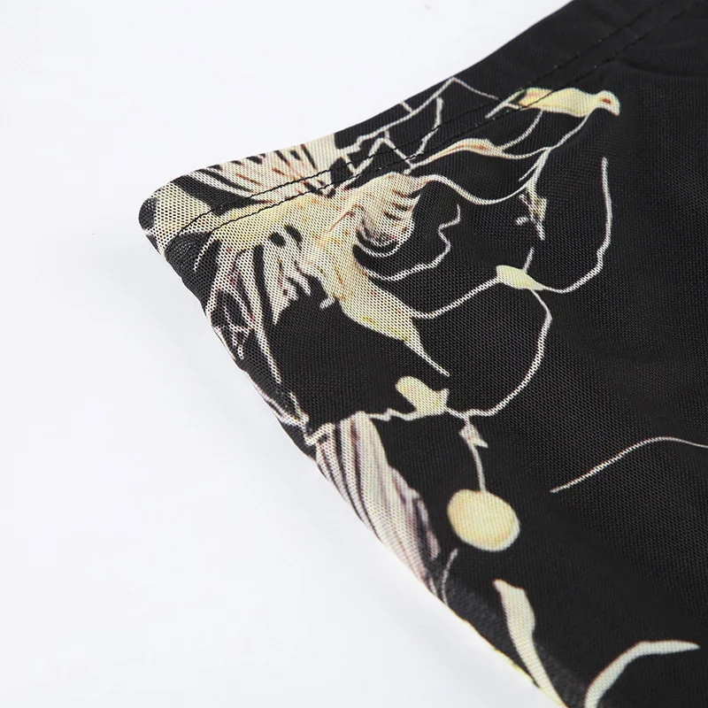 Goth foncé Y2K esthétique Double couche maille a-ligne jupe femmes mode fleurs imprimer jupes minces fée Streetwear gothique bas