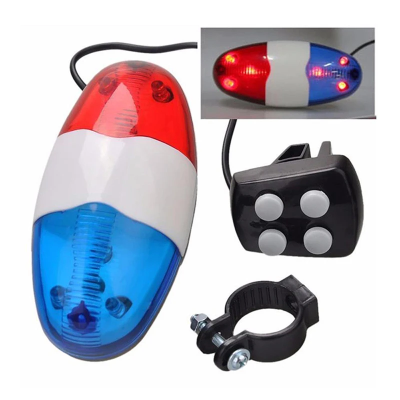 4 Tone Sounds Bicycles Bell Police Car Light Electronic Horn Siren For Kid Children Bike Scooter Cycling Lamp Accessories