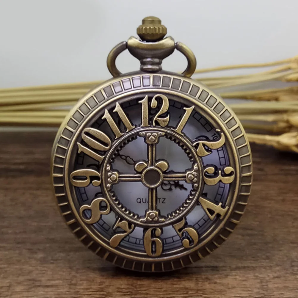 

Digital Hollow Out Pocket Watch Round Alloy Creative Timepiece For Men Women Clothes Decoration Vintage Style Personalized Watch