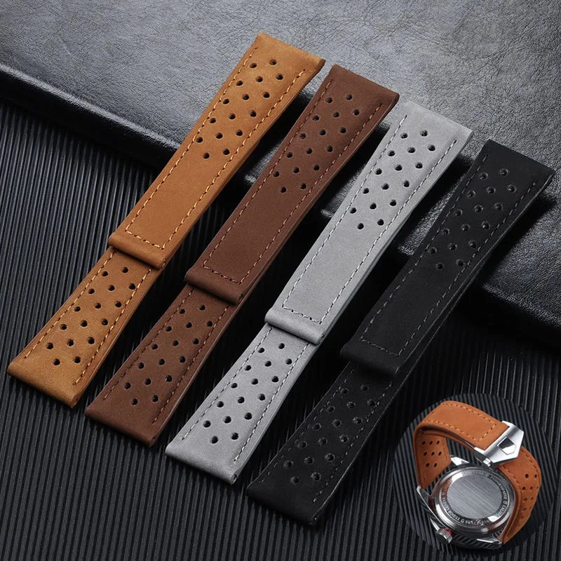 Genuine Leather Strap 20mm 22mm 24mm Cow Watch Band for Tag Heuer for Carrera Series Wristband Universal Sport Soft Bracelet