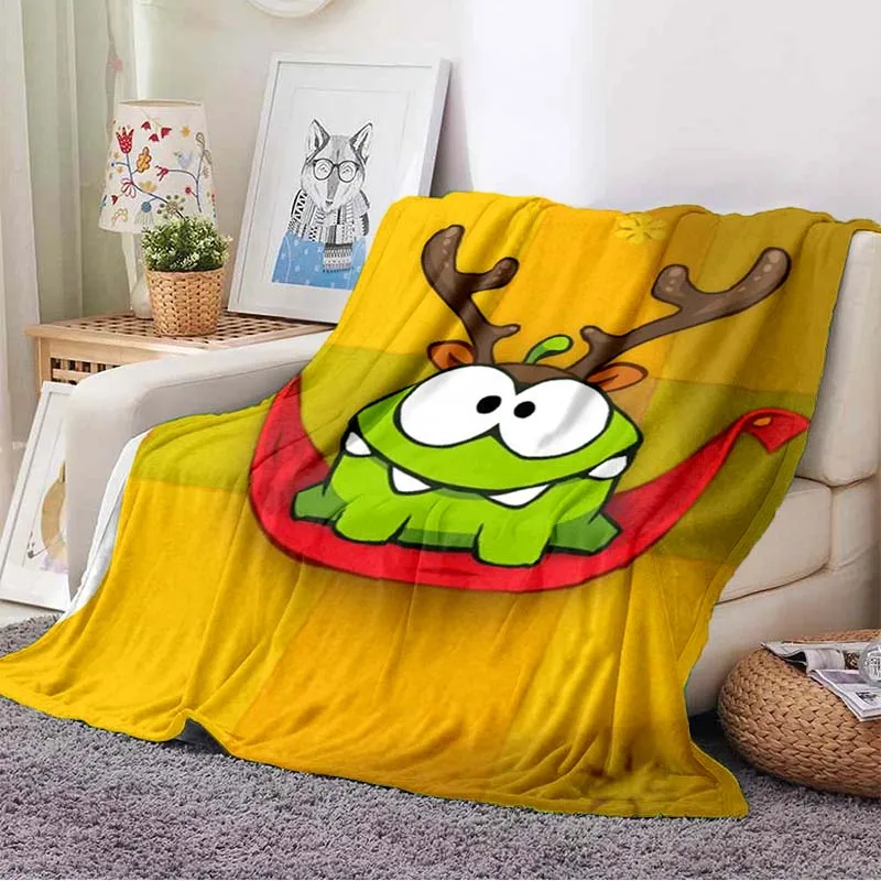 

OM NOM Cut the Rope Puzzle Cartoon Game Blanket Sofa Cover Soft Hairy Blanket Flannel Cozy Comfortable Home Travel Throw Blanket