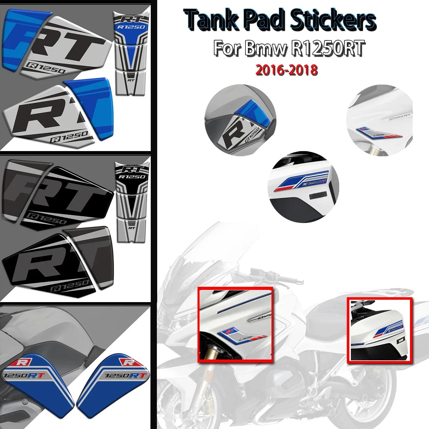 

Motorcycle stickers For 2018-2020 BMW R1250 R1250RT Tank Pad Stickers Trunk Side Panniers Luggage Bag Box Decal Protection