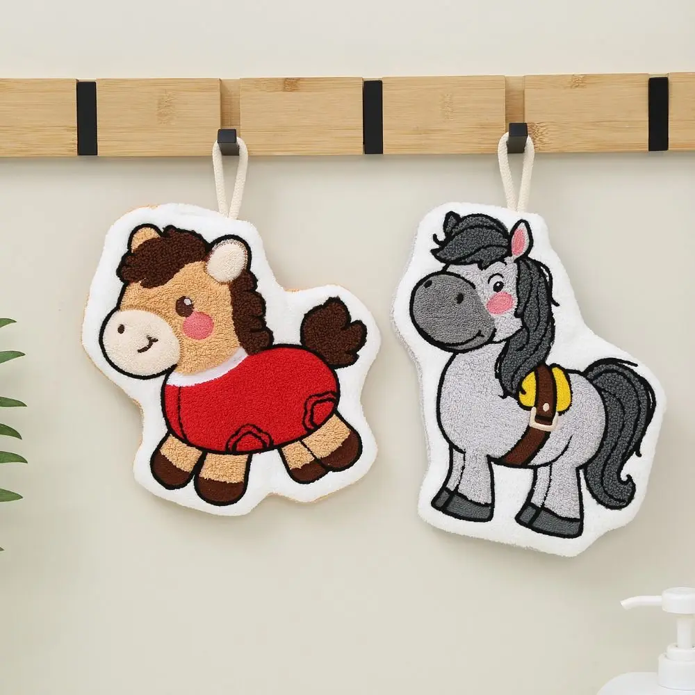 Lucky Horse Hand Towel Strong Water Absorption Soft Thick Absorbent Towels Thickened Hanging Style Quick Drying Handkerchief