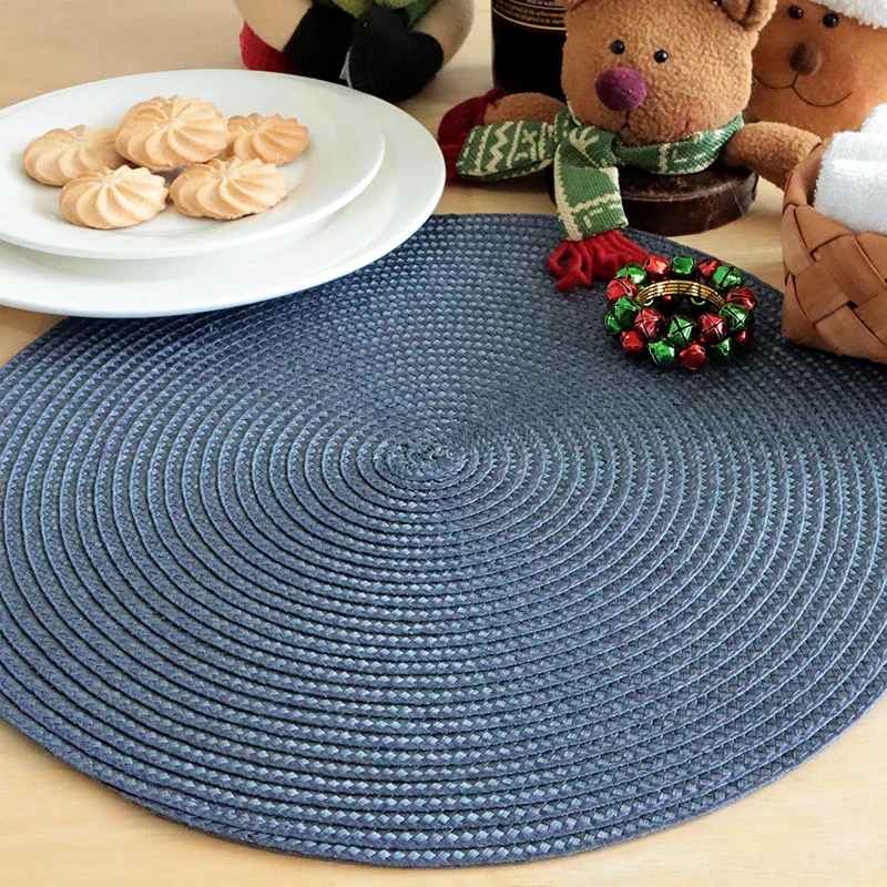 1PCS Round Woven Non-slip Kitchen Placemat  Non Slip Table Mat Kitchen Accessories Decoration Home Pad Coaster