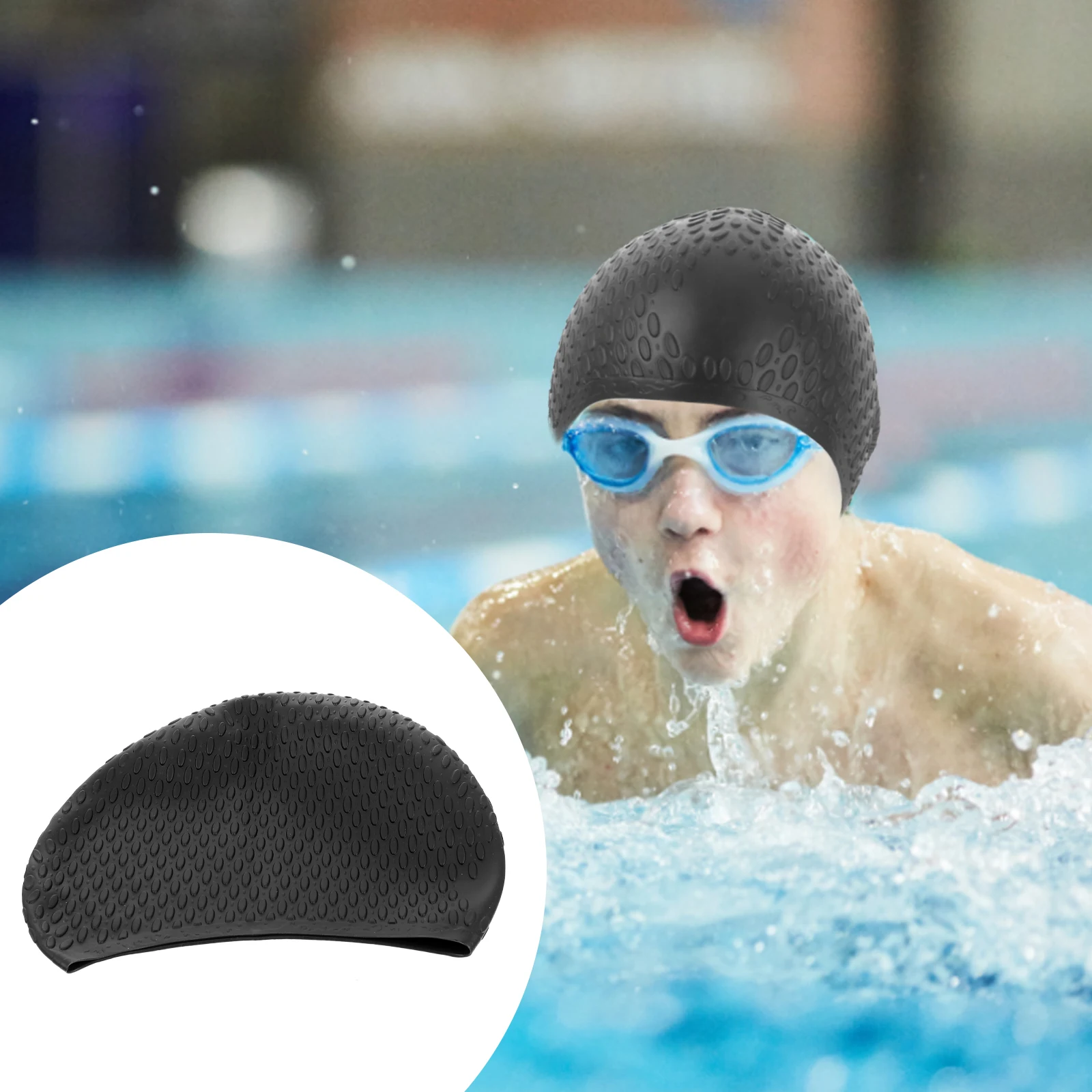 

Silicone Swimming Hat Waterproof Durable Comfortable Lightweight Flexible Adult Use Fashion Style Easy On Off Swim Caps