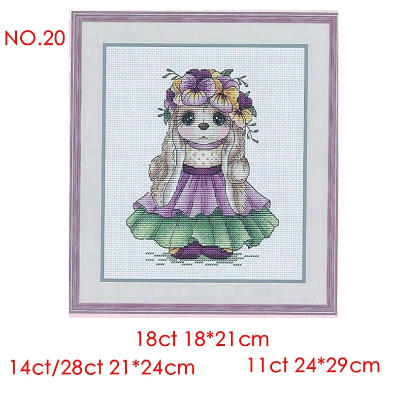 The cross-stitch set 28CT, 18CT, 14CT and 11CT can be selected as the hand-made material pack of printed fabric saga pina rabbit